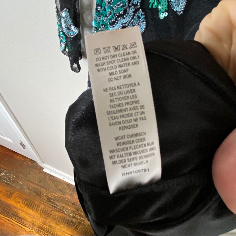 Aidan Mattox Vintage Beaded Sequin Mesh Long Sleeve Mini Cocktail Dress Size 2 - Picture 9 of 11
